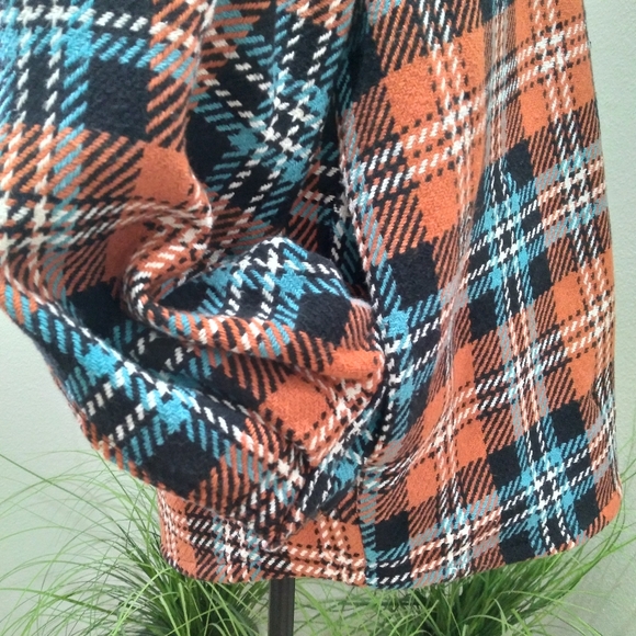 ZARA Men's Orange/Black Plaid Print Knit Long Sleeve Button Down Flannel-Size M - Picture 2 of 11